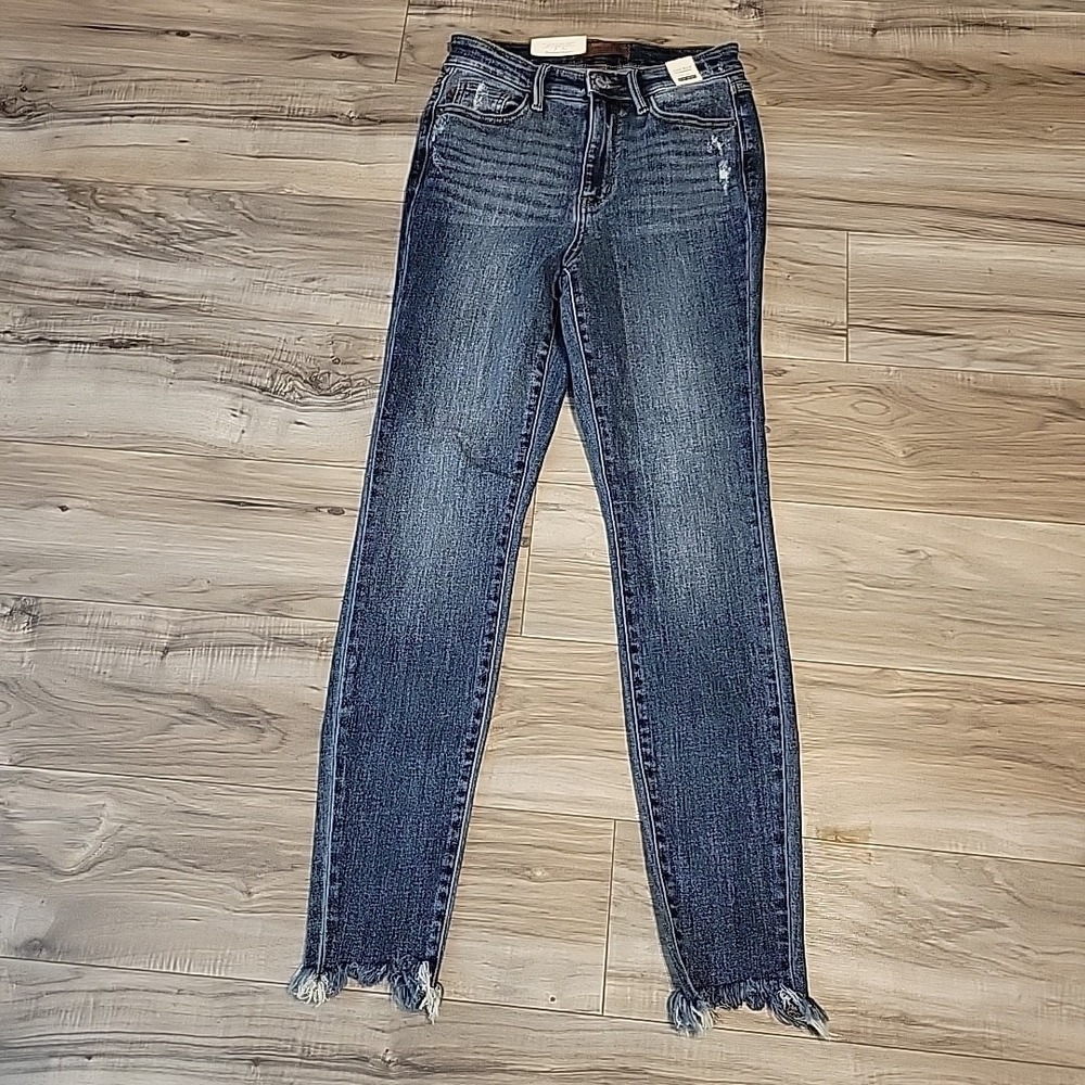 Judy Blue Jeans Womens 3/26 Blue Distressed High Rise Skinny Denim NEW‎